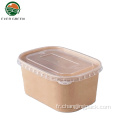Emballage de bol à bento en papier brun jetable pour nourriture
